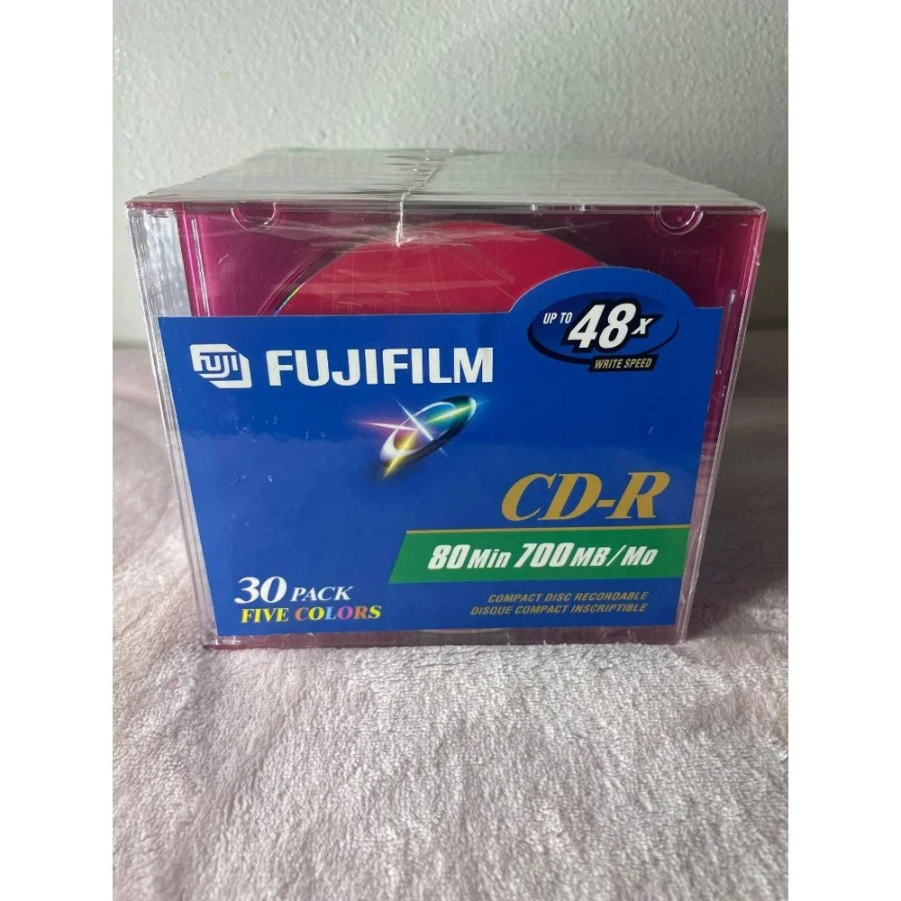 Fujifilm 30 Pack CD-R Color Slim Jewel Cases All Purpose 700MB 80 Min Data Music